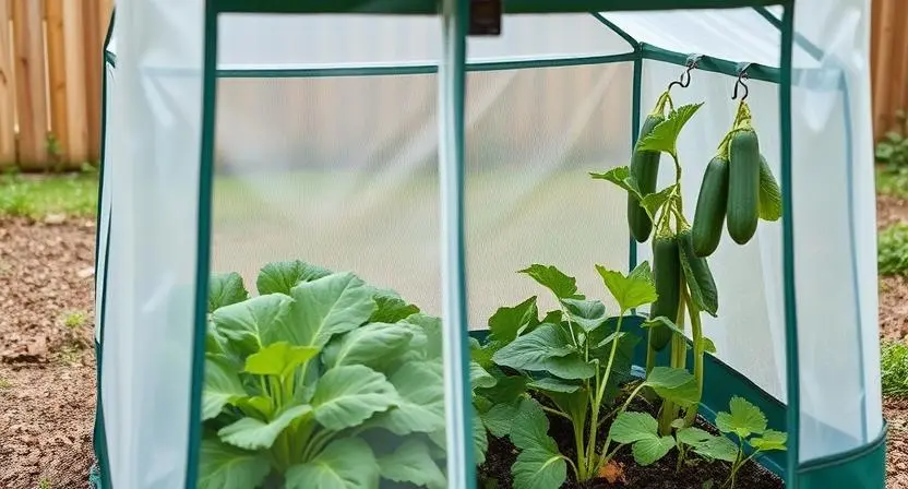 Portable greenhouse with climate gadgets for vegetables