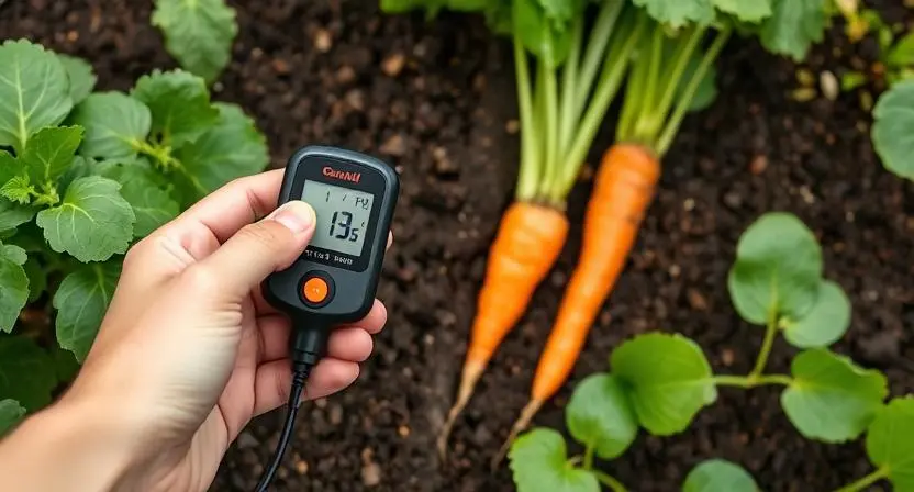Soil tester checking pH and nutrients in vegetable garden, How Garden Gadgets Help in Growing Vegetables