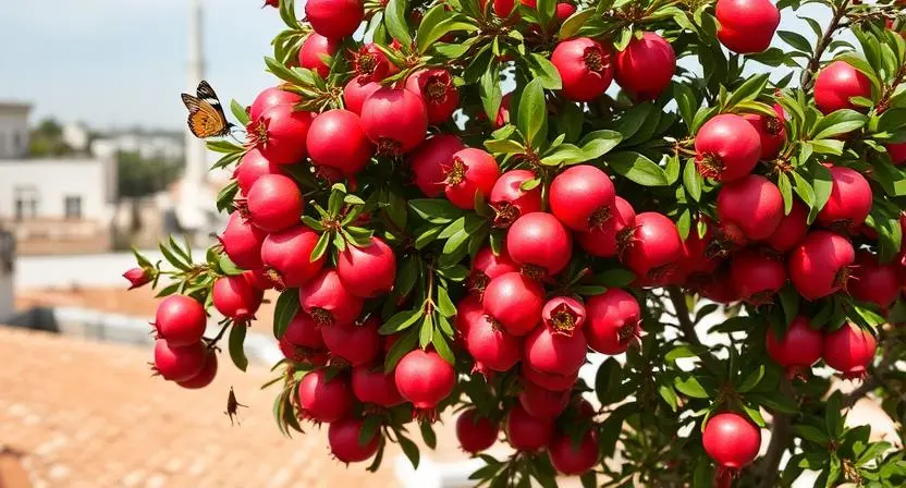 Flowering and Fruiting of Rooftop Pomegranate Trees